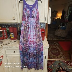 Purple One World 1X Multicolor Sleeveless Maxi Dress